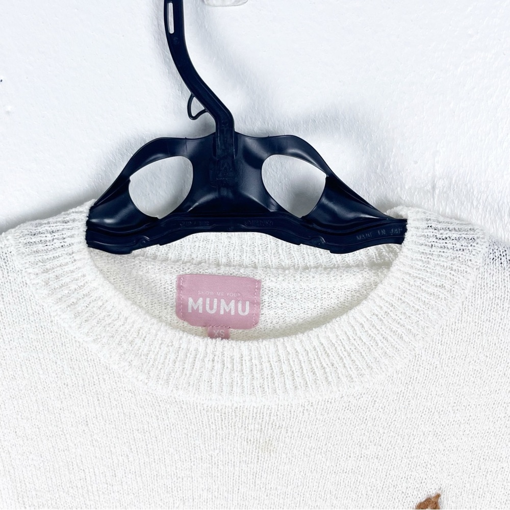 SHOW ME YOUR MUMU Cognac Howdy Graphic Knit Long Sleeves Woodsy Sweater Size XS - Picture 8 of 11